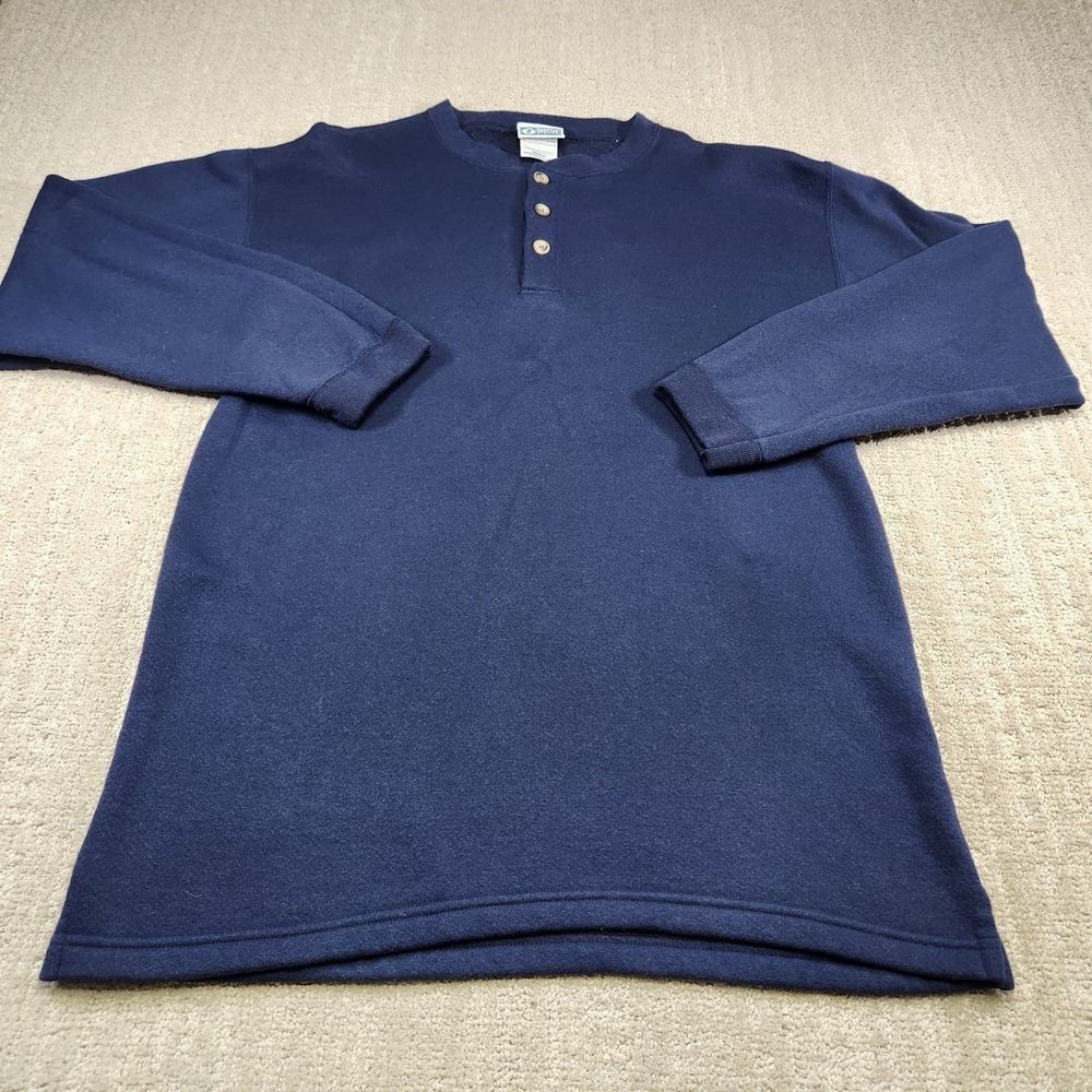 Vintage Discus Athletic Sweatshirt Men Medium USA Made Blank Henley Russell 90s